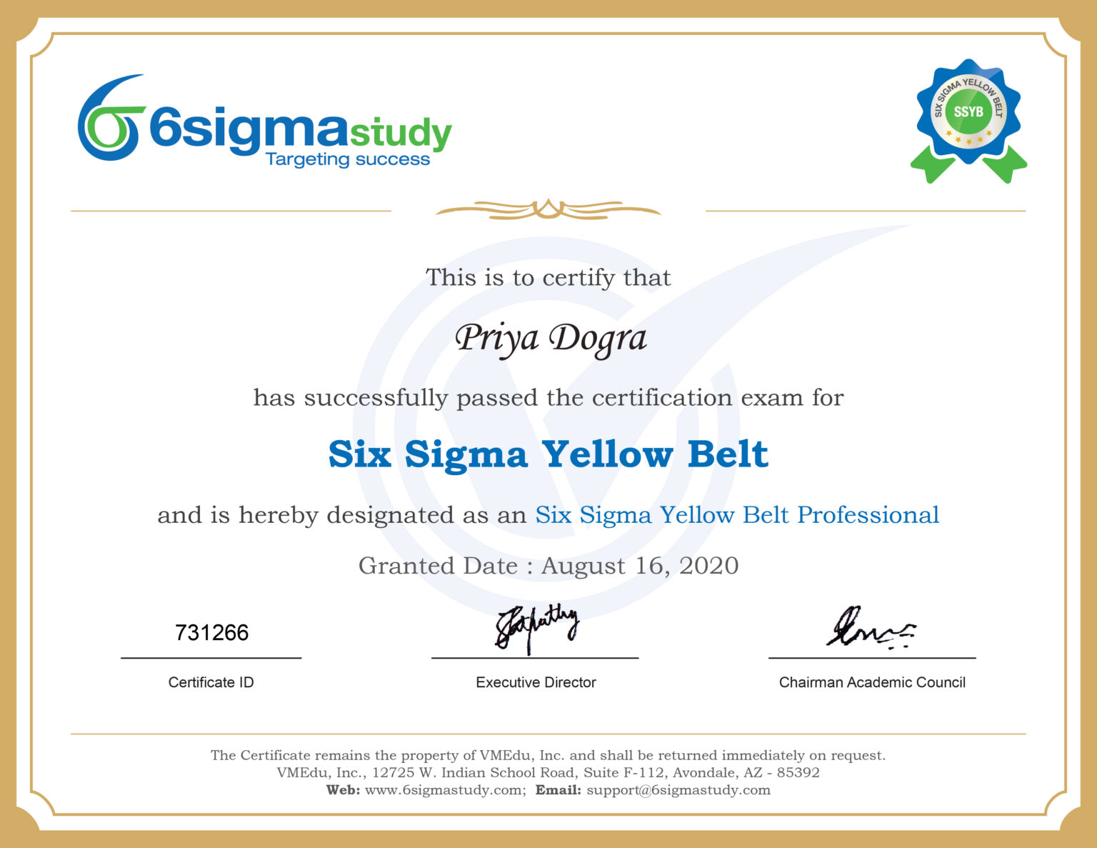 Six Sigma Yellow Belt Free Certification Answers - VMEdu