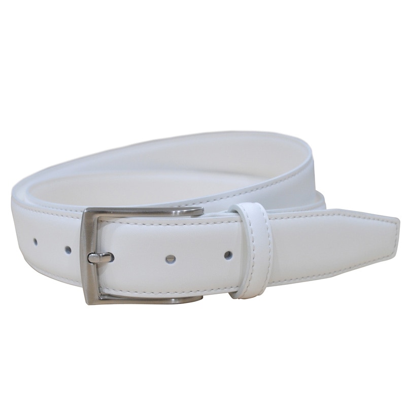 Fashion Genuine Leather Men's Belt Luxury White Belt with Pin Buckle-in