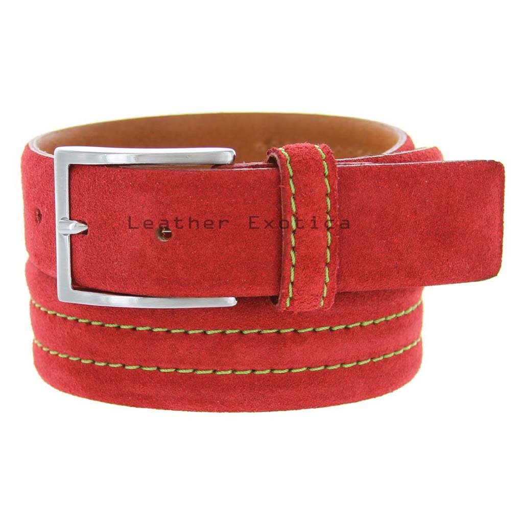Suede Leather Men Casual Red Belt – Leatherexotica