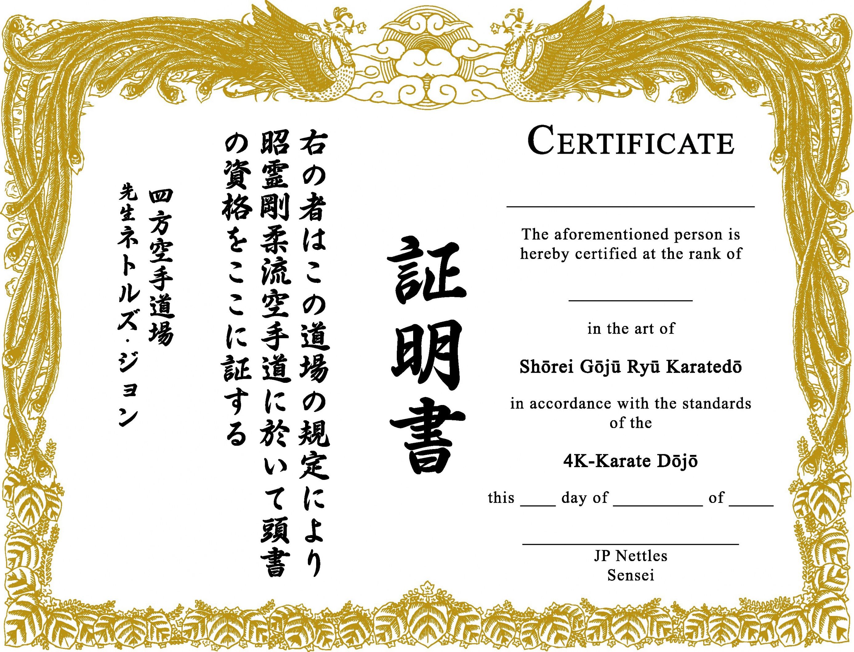 Browse Our Example of Karate Certificate Template | Art certificate