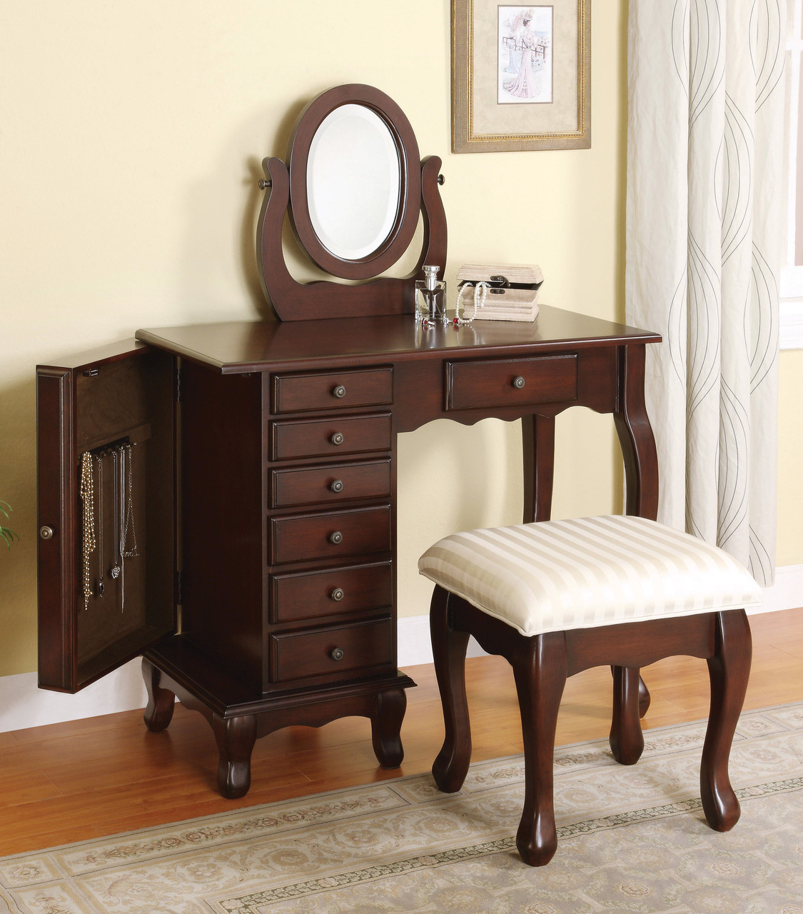 Fayetteville Rich Brown Dressing Table with Drawers