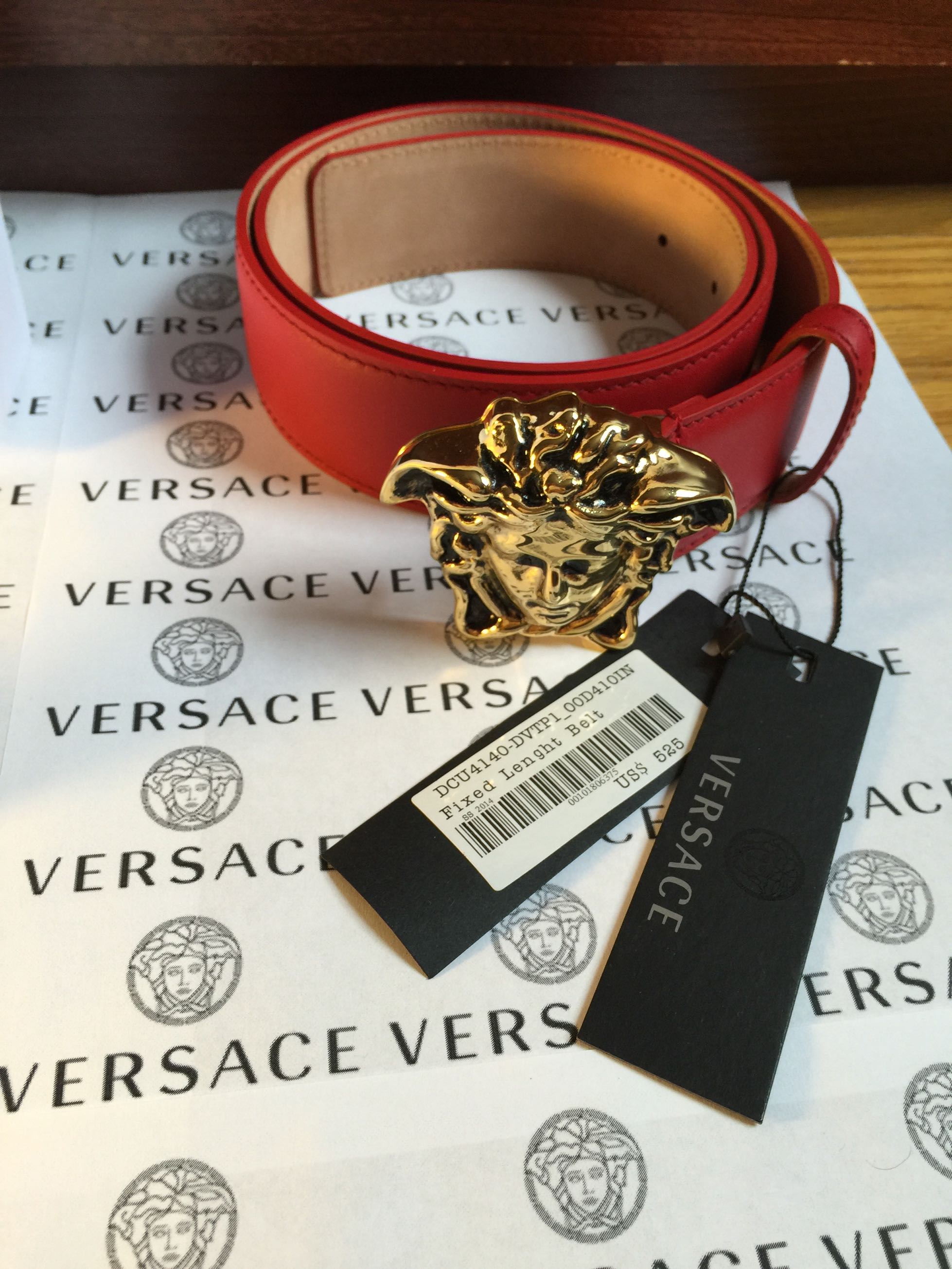 NEW WITH TAGS & RECEIPT AUTHENTIC RED VERSACE BELT W/ MEDUSA HEAD