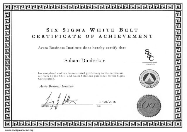 Six Sigma White belt certification (ABI)