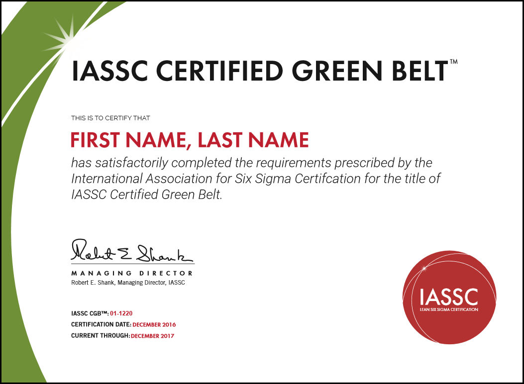 IASSC Lean Six Sigma Green Belt (exam included) - Hudson