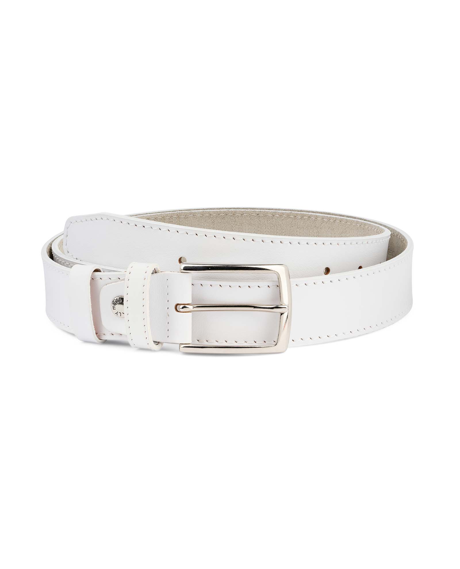 White leather belt Men's belts Wedding Dress Casual Jeans Genuine