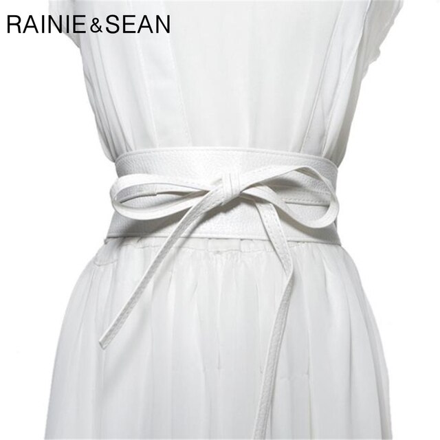 RAINIE SEAN White Belts For Women Leather Wide Waist Belt Wedding